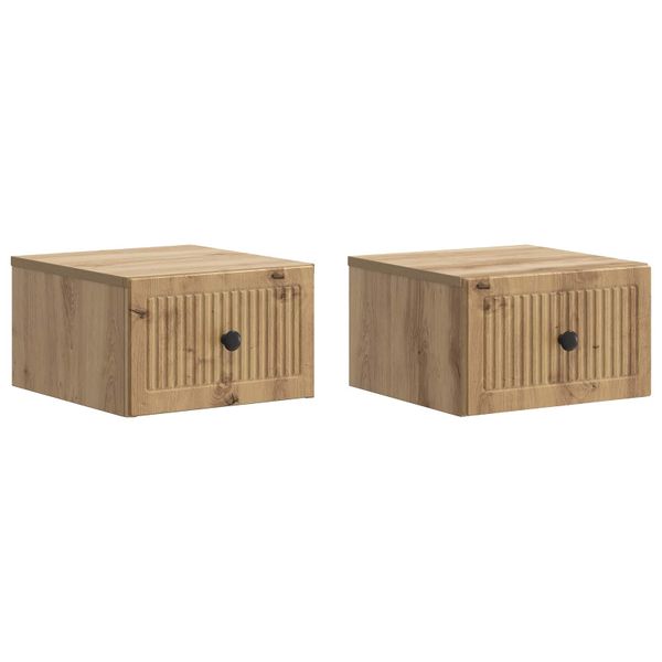 vidaXL Nástenná nočná skrinka 2 pcs Dub artisan 33 x 34,5 x 20 cm
