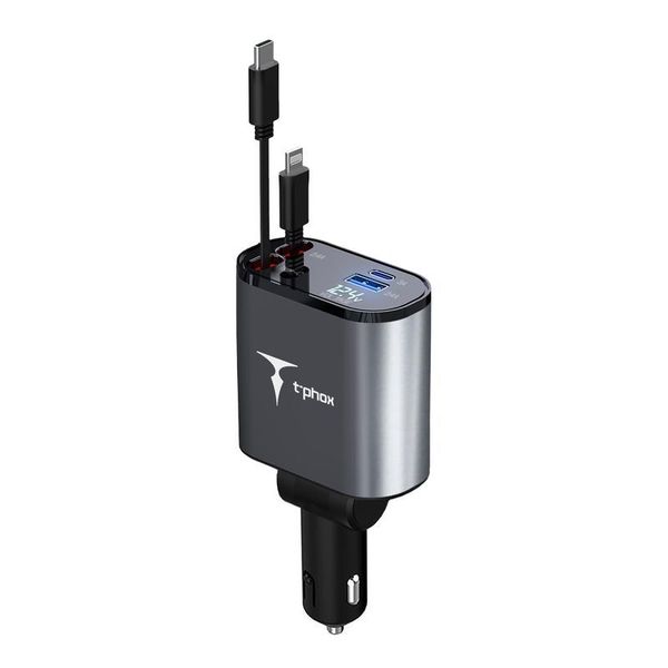 Car charger t-phox flexit 4IN1 86W grey