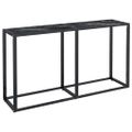 vidaXL Konzolový stolík čierny mramor 140x35x75,5 cm tvrdené sklo
