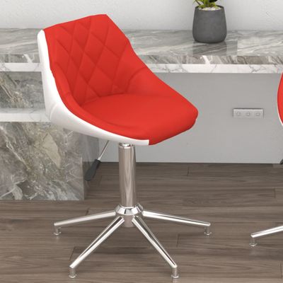 vidaXL Otočná kancelárska stolička červená a biela umelá koža