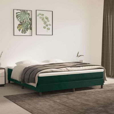 vidaXL Posteľný rám s boxspringom tmavozelený 180x200 cm zamat