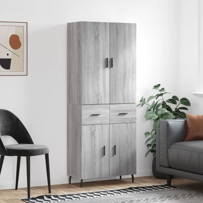 vidaXL Vysoká skrinka sivý dub sonoma 69,5x34x180 cm spracované drevo