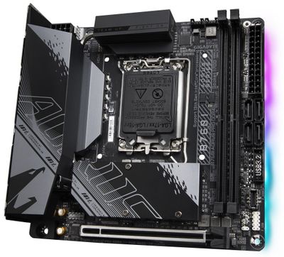 GIGABYTE B760I AORUS PRO DDR4/LGA 1700/mITX Základná doska, Intel B760, LGA1700, 2x DDR4 DIMM (max. 64GB), 2x M.2, Wi-Fi, HDMI, DisplayPort, USB typ C, Mini-ITX
