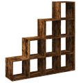 vidaXL Knižnica 4-posch. dymový dub 131,5x29x131,5 cm kompozitné drevo