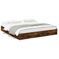 vidaXL Posteľný rám so zásuvkami dymový dub 200x200cm kompozitné drevo
