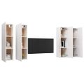 vidaXL TV skrinky 4 ks, lesklé biele 30,5x30x110 cm, kompozitné drevo