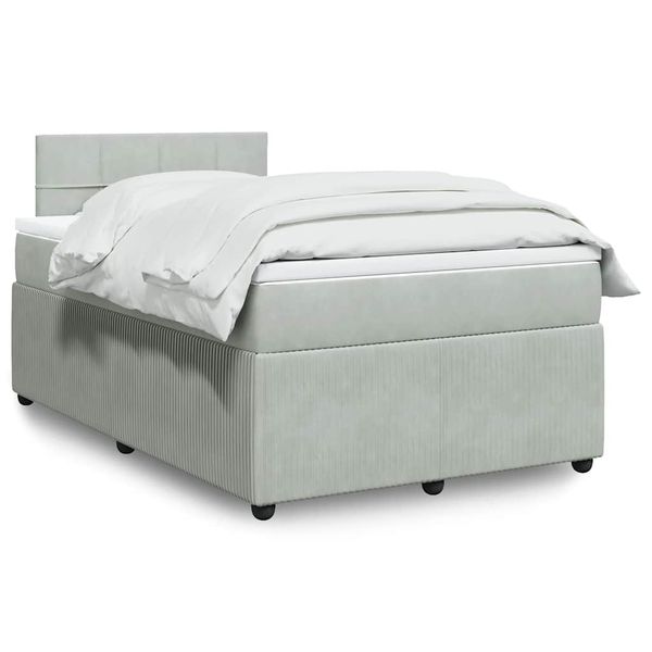 vidaXL Boxspring posteľ s matracom bledosivá 120x190 cm zamat