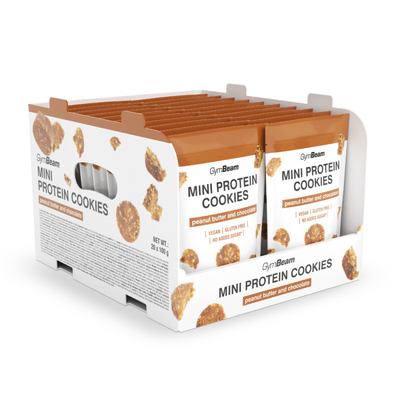 Mini Protein Cookies - GymBeam, arašidové maslo čokoláda, 20 x 100 g