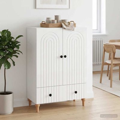 vidaXL Servírovacia skriňa Biela s vysokým leskom 66 x 34,5 x 95 cm