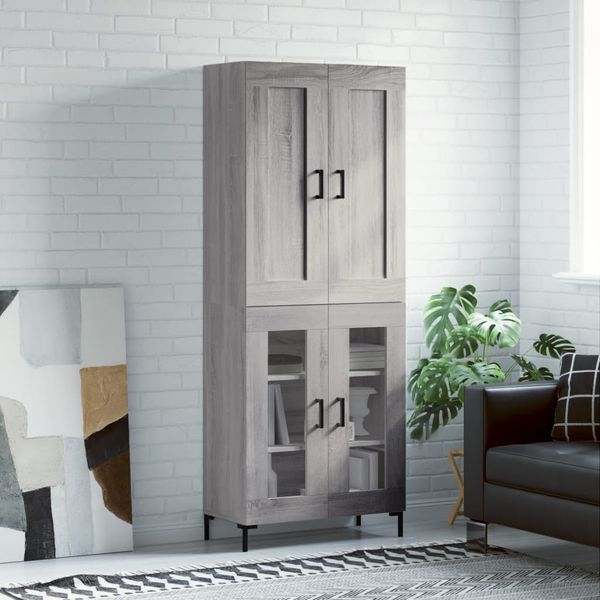 vidaXL Vysoká skrinka sivý dub sonoma 69,5x34x180 cm spracované drevo