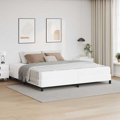 vidaXL Rám postele s matracmi Čistá biela 200 x 200 cm látka