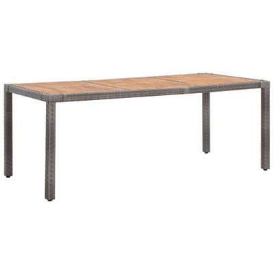 vidaXL Záhradný stôl, sivý 190x90x75 cm, polyratan a akáciový masív