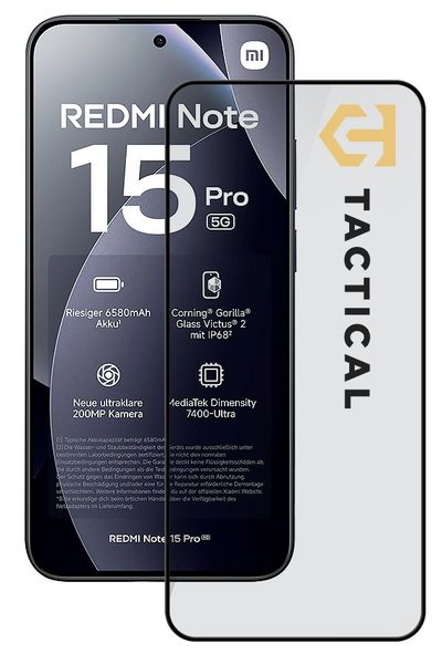 Tactical Glass Shield 5D sklo pre Xiaomi Redmi Note 15 Pro 5G Black