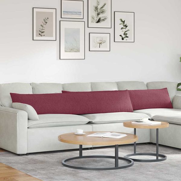 vidaXL Vankúše na pohovku 2 pcs Víno červené 200 x 40 cm látka
