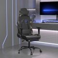 vidaXL Herná stolička s podnožkou čierna a maskovacia umelá koža