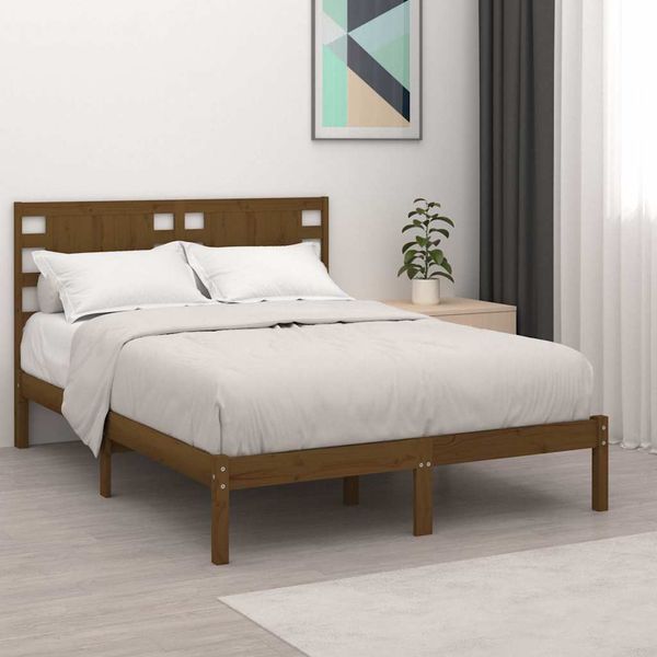 vidaXL Posteľný rám medový drevený masív 120x190 cm malé dvojlôžko
