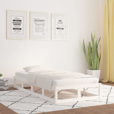 vidaXL Posteľný rám biely 75x190 cm malé jednolôžko masívne drevo