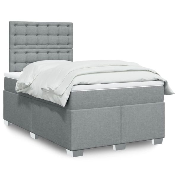 vidaXL Boxspring posteľ s matracom bledosivá 120x190 cm látka