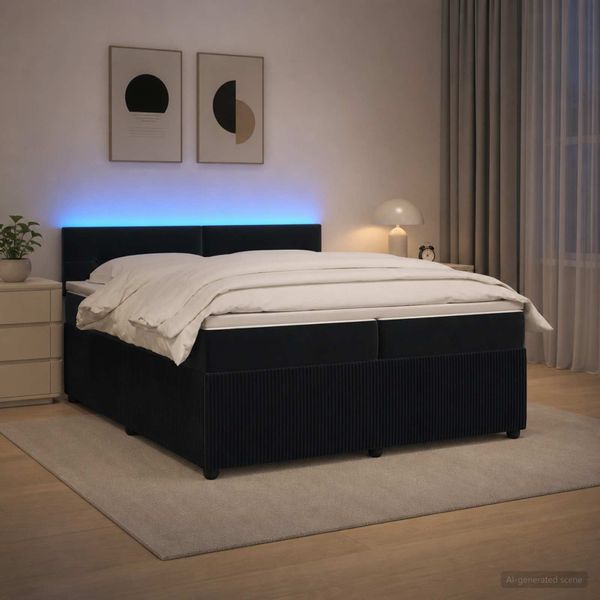 vidaXL Posteľ boxspring s matracom Čierna 200 x 200 cm Zamat