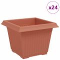 vidaXL Štvorcový črepník na kvety 24 ks Tehlovo červená Plast