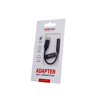 Forever adaptér audio USB-C - jack 3,5mm čierny