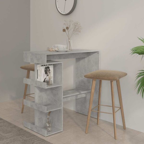 vidaXL Barový stôl+regál betónovo sivý 100x50x101,5cm kompozitné drevo