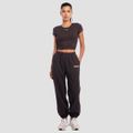 Dámske tričko Cropped Aura Tee Brown - GymBeam, veľkosť XL