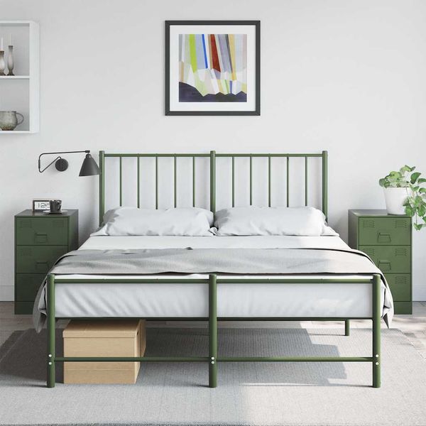 vidaXL Nočné stolíky 2 ks olivovozelené 34,5x39x62 cm oceľ
