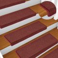 vidaXL Schodové rohože 15 ks 65x21x4 cm bordové s obdĺžnikovým okrajom