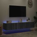 vidaXL TV nástenné skrinky s LED svetlami 2 ks sivé sonoma 80x35x31 cm