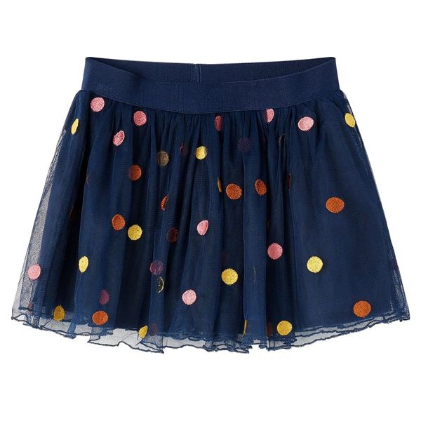 Detská tylová sukňa s polka bodkami námornícka modrá 92