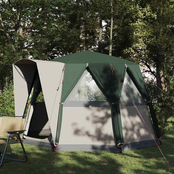vidaXL Stan pre 3 osoby so strechou Zelená a biela 320 x 320 x 203 cm
