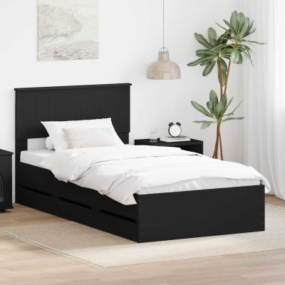 vidaXL Rám postele so zásuvkou Čierna 100 x 200 cm Inžinierske drevo
