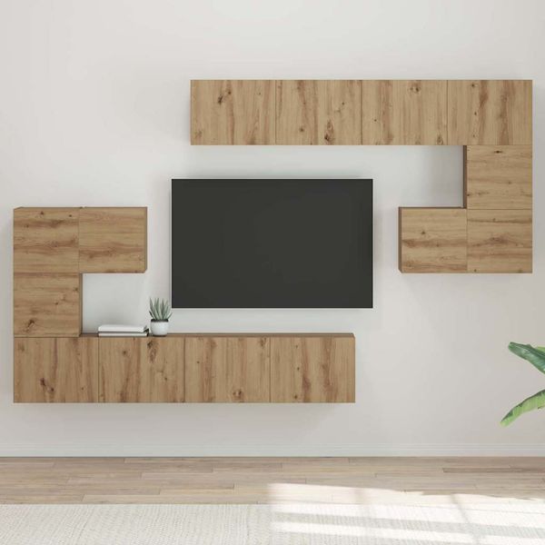 vidaXL TV jednotky Nástenný 4 pcs Remeselný dub Kompozitné drevo