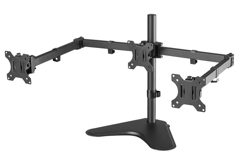 Neomounts FPMA-D550DD3BLACK / Flat Screen Desk Mount (stand) / Black Stojan, VESA, stolní, pro 3 ploché monitory, úhloprícka 13"-27", náklon +45° až -45°, otácení 180°, rotace 360°, nosnost 18kg, ce