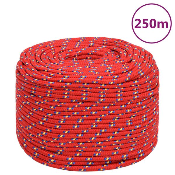 vidaXL Lodné lano červené 6 mm 250 m polypropylén