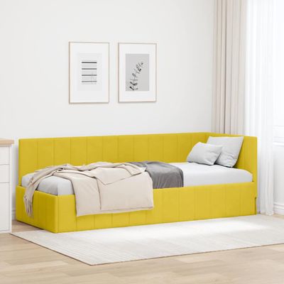 vidaXL Rohový rám postele s čelnou doskou Žltá 80 cm x 200 cm Zamat