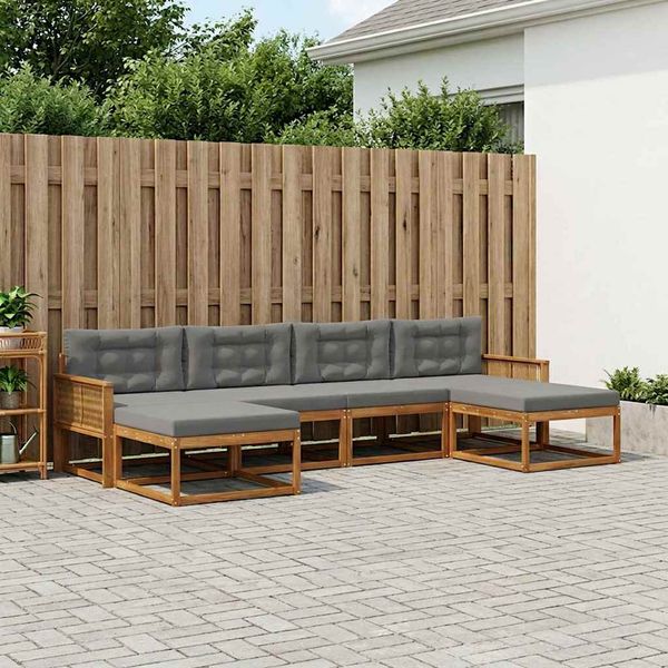 vidaXL Záhradná súprava gaučov s vankúšom 6 pcs Prírodná a antracitová