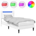 vidaXL Rám postele s LED pásikmi Biela 100 x 200 cm Umelá koža