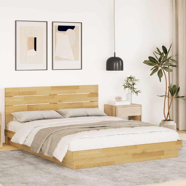 VidaXL Rám postele s čelom bez matraca 160x200cm Dub z masívneho dreva