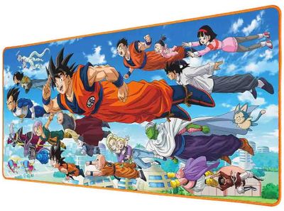 Dragon Ball Z herní podložka XXL/ Super Goku Friends/ 90 x 40 cm podložka pod myš, XXL, 90 × 40 cm, Dragon Ball Super, protiskluzová základna, šité okraje