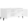 vidaXL TV stolík kovové nohy biely 103,5x35x50 cm