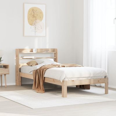 vidaXL Posteľný rám s čelom biely 75x190 cm borovicový masív