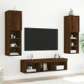 vidaXL 5-dielne TV nástenné skrinky s LED hnedý dub kompozitné drevo