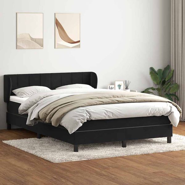 vidaXL Posteľný rám boxspring s matracom čierny 140x210 cm zamat