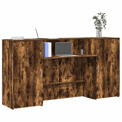 vidaXL Recepčný stôl dymový dub 200x50x103,5 cm kompozitné drevo