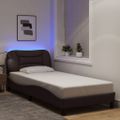 vidaXL Rám postele s LED bez matraca Hvar tmavohnedý 90x190 cm látka