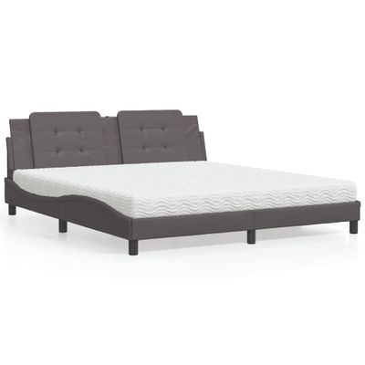 vidaXL Posteľ s matracom Zadar sivá 180x200 cm umelá koža