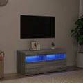 vidaXL TV skrinka s LED svetlami sivý dub sonoma 90x35x40 cm