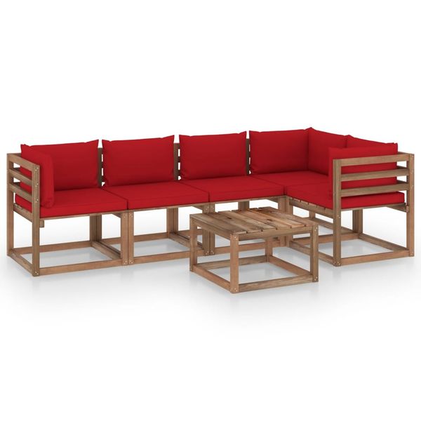 vidaXL 6-dielna paletová súprava s podložkami, impregnovaná borovica
